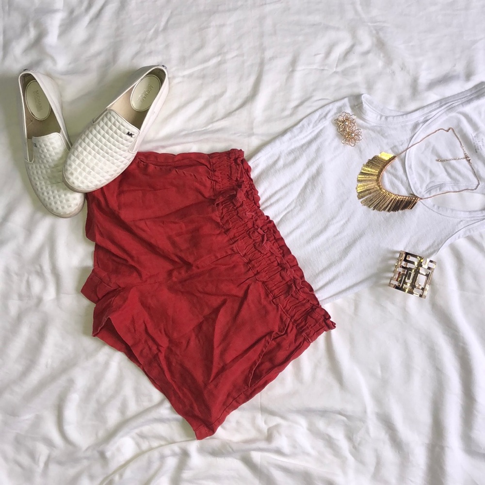High waisted linen shorts